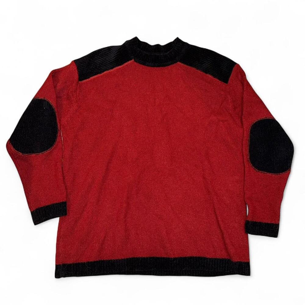 Vintage cozy cottagecore academia red wool sweater w elbow patches Kilkenny M
